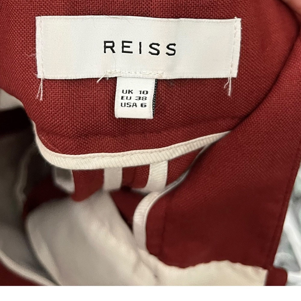 Reiss Eleanor Trousers Women's Size 6 Red Wool Blend Tapered Office Pants Career - Picture 9 of 12